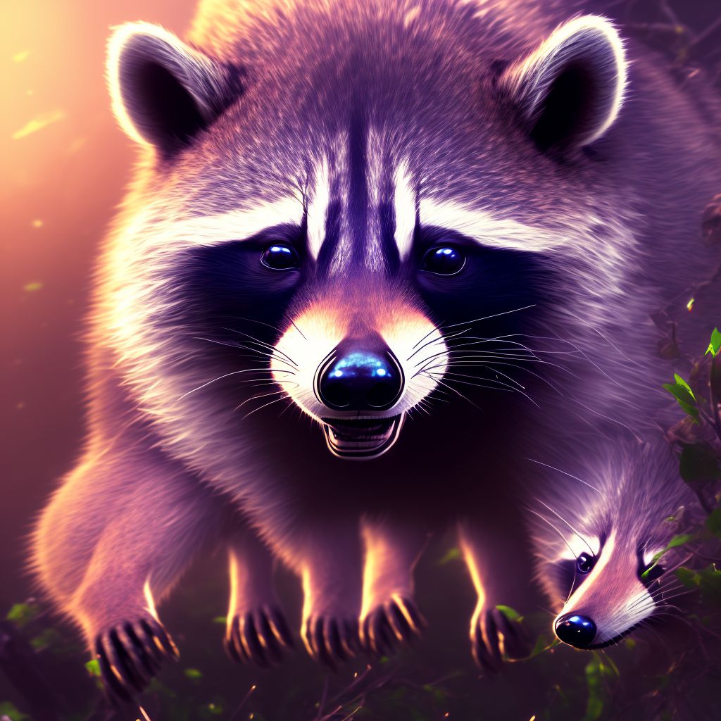 Bitten by raccoon, initial encounter digital illustration