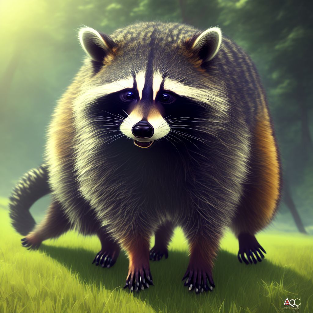 Other contact with raccoon, sequela digital illustration