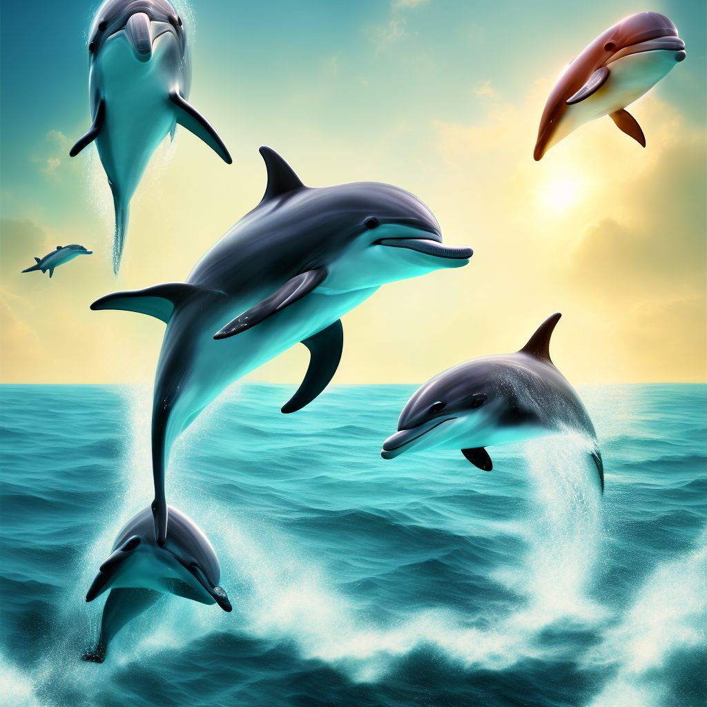 Struck by dolphin, subsequent encounter digital illustration