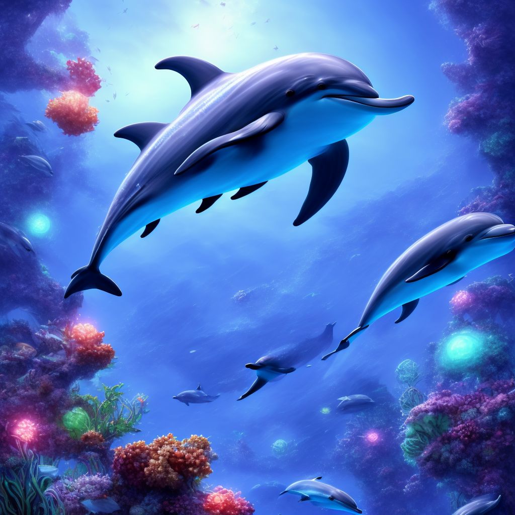 Other contact with dolphin, sequela digital illustration