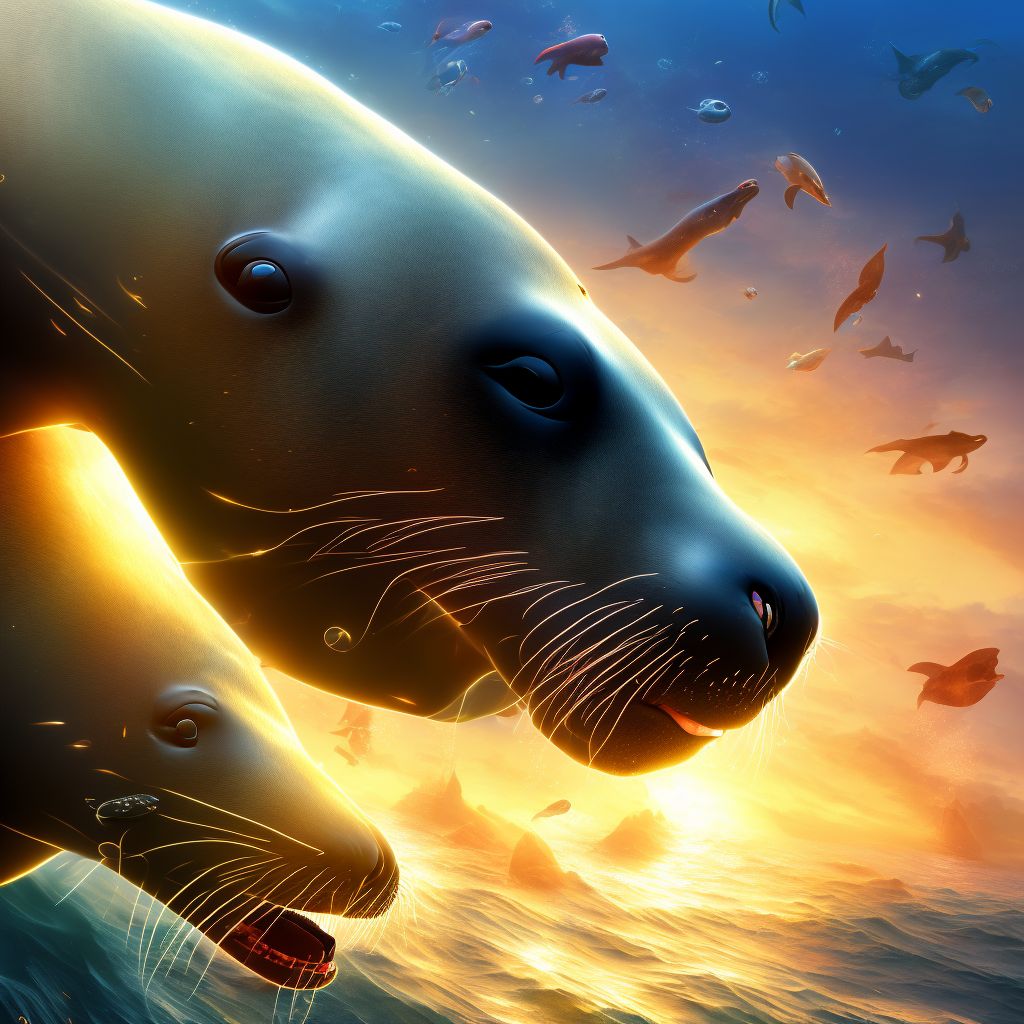 Other contact with sea lion, subsequent encounter digital illustration