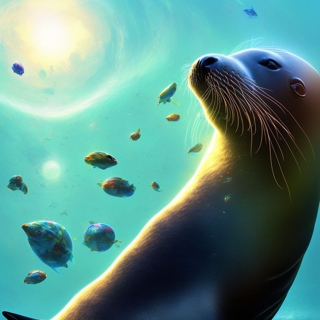 Other contact with sea lion, sequela digital illustration