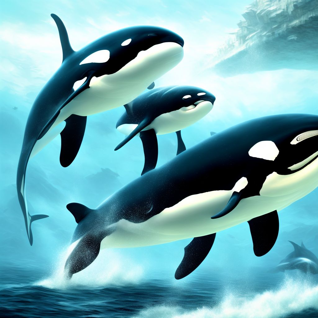 Struck by orca, initial encounter digital illustration