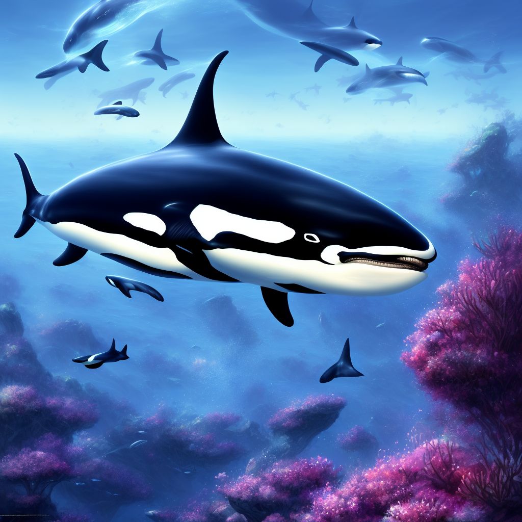 Other contact with orca, subsequent encounter digital illustration