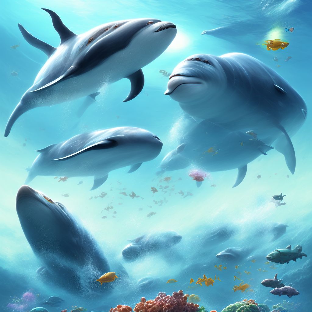 Other contact with other marine mammals, subsequent encounter digital illustration