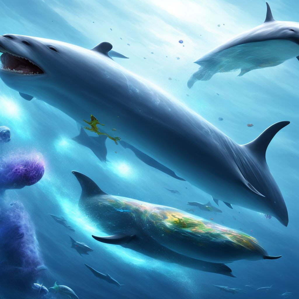 Other contact with other marine mammals, sequela digital illustration