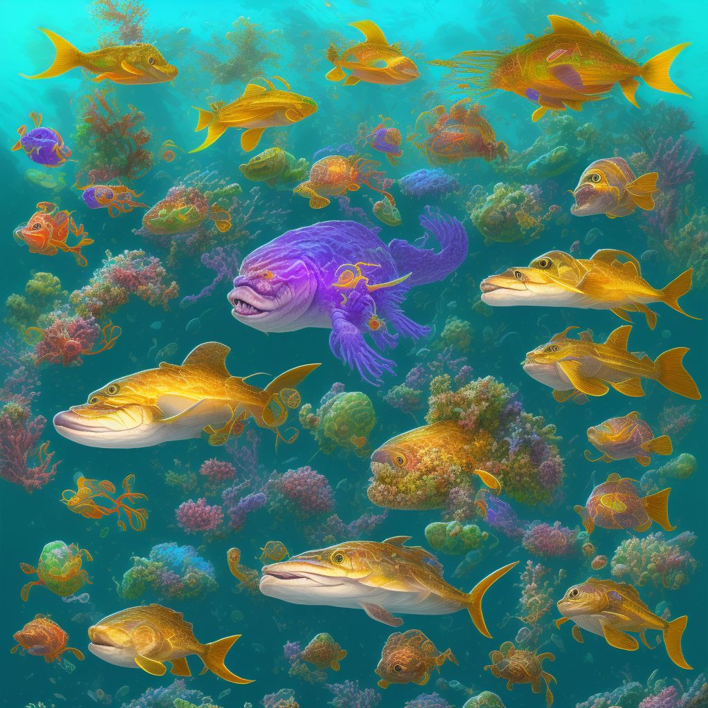 Other contact with other nonvenomous marine animals, sequela digital illustration