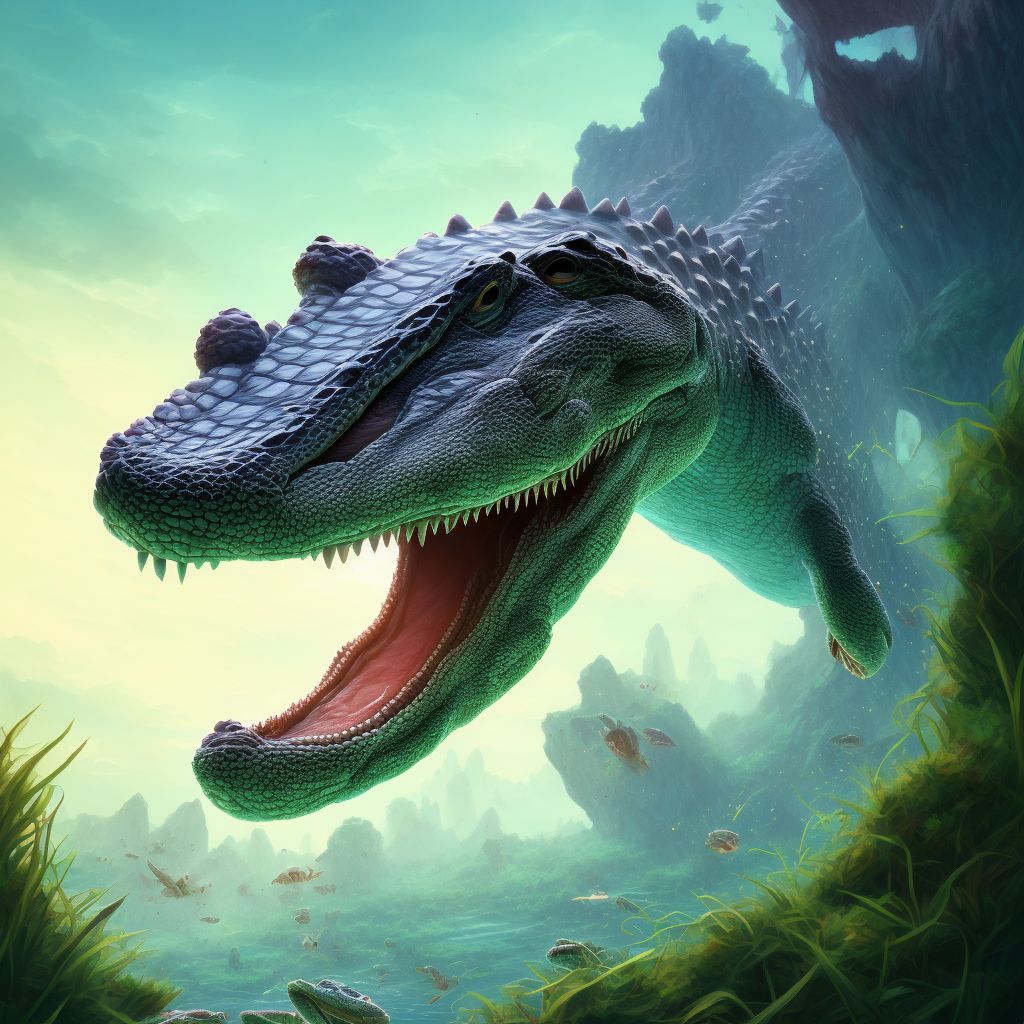 Crushed by alligator, sequela digital illustration