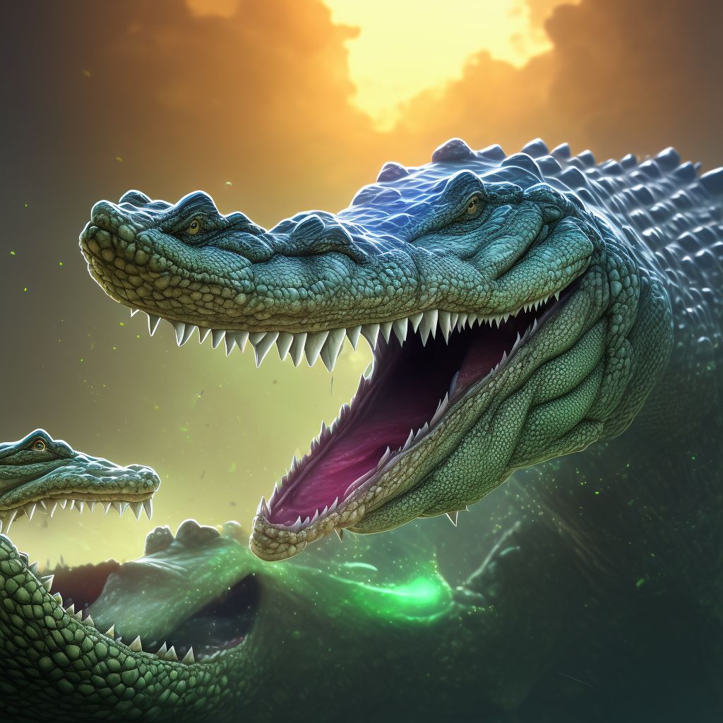 Other contact with alligator, subsequent encounter digital illustration