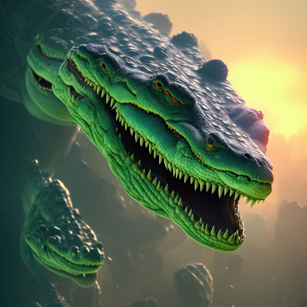 Other contact with alligator, sequela digital illustration