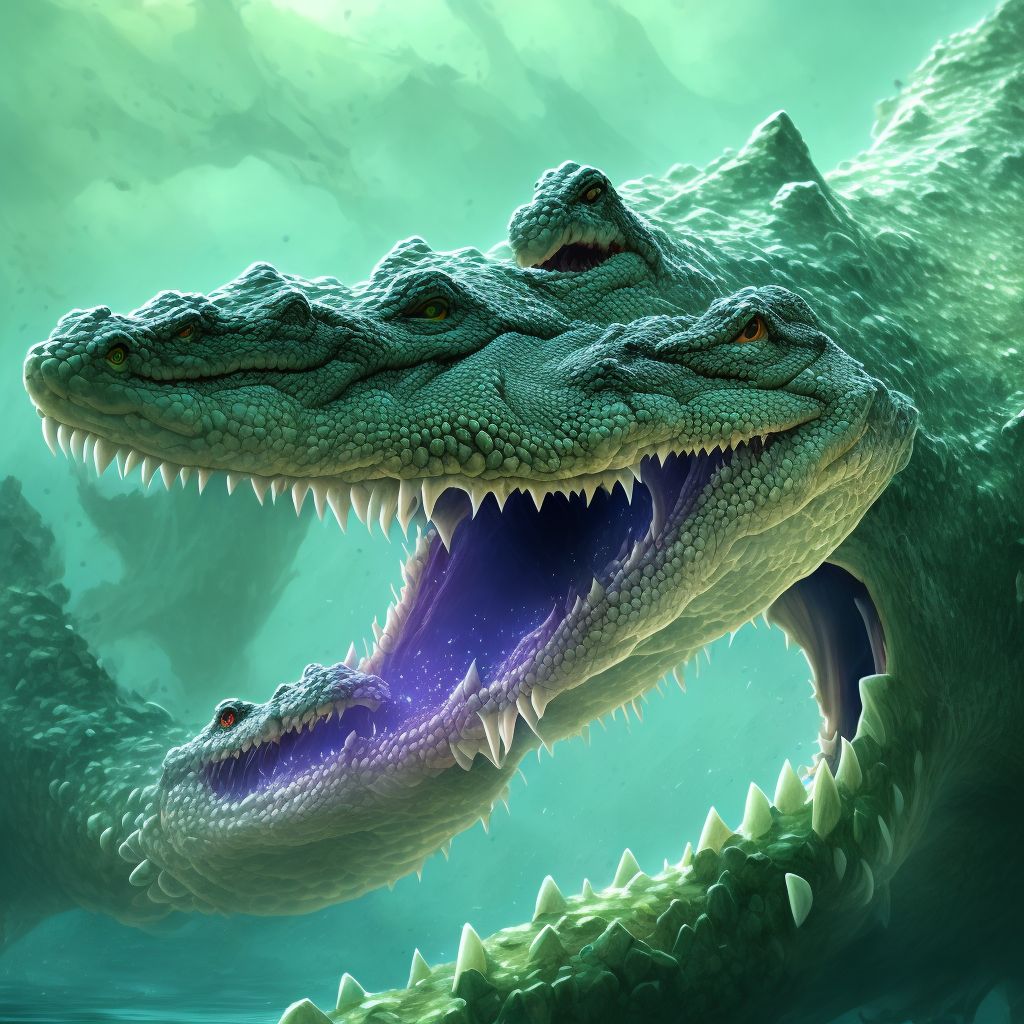 Bitten by crocodile, sequela digital illustration