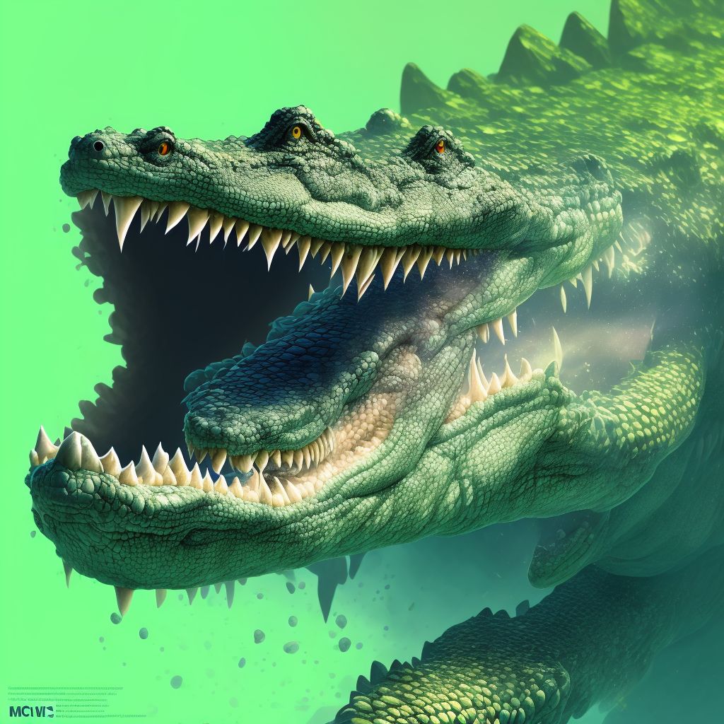 Other contact with crocodile, initial encounter digital illustration