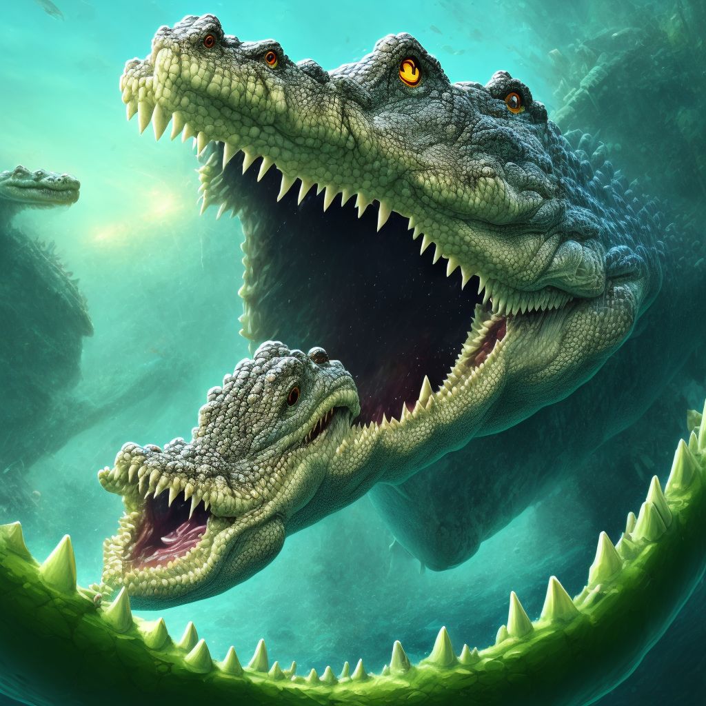 Other contact with crocodile, subsequent encounter digital illustration