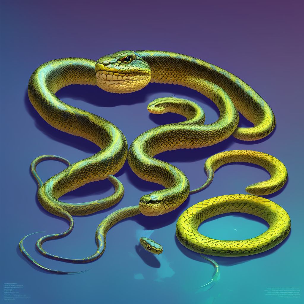 Bitten by nonvenomous snake, initial encounter digital illustration