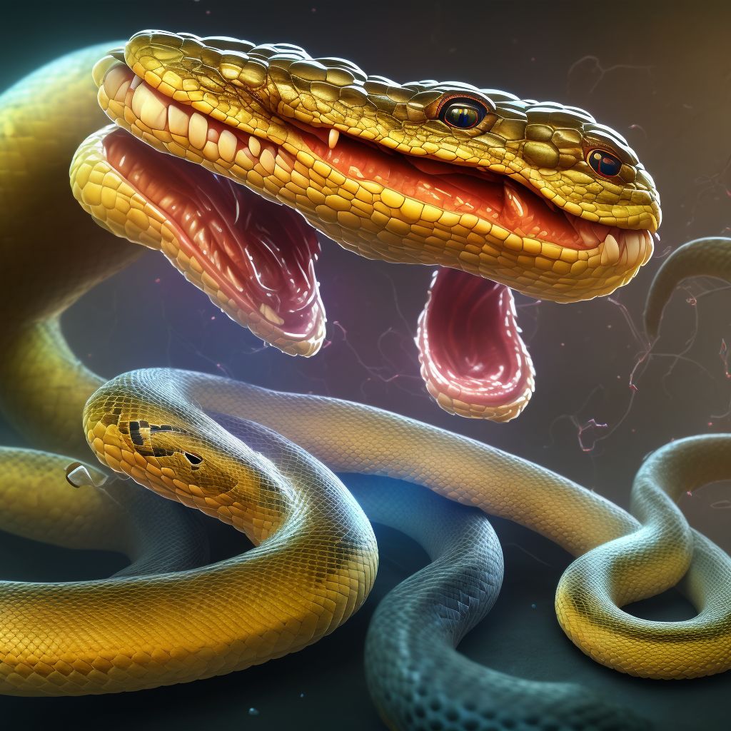 Bitten by nonvenomous snake, subsequent encounter digital illustration