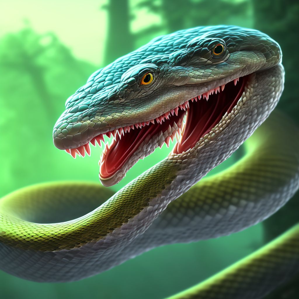 Struck by nonvenomous snake, sequela digital illustration