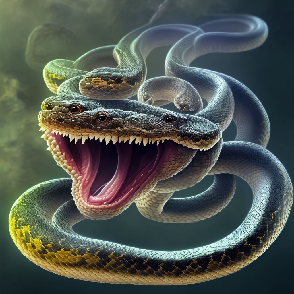 Crushed by nonvenomous snake, initial encounter digital illustration