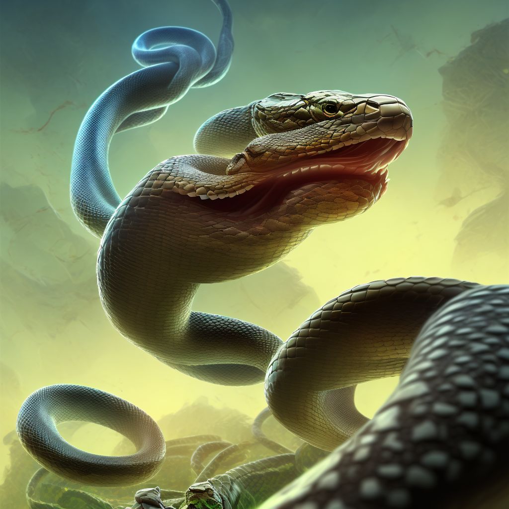 Crushed by nonvenomous snake, subsequent encounter digital illustration