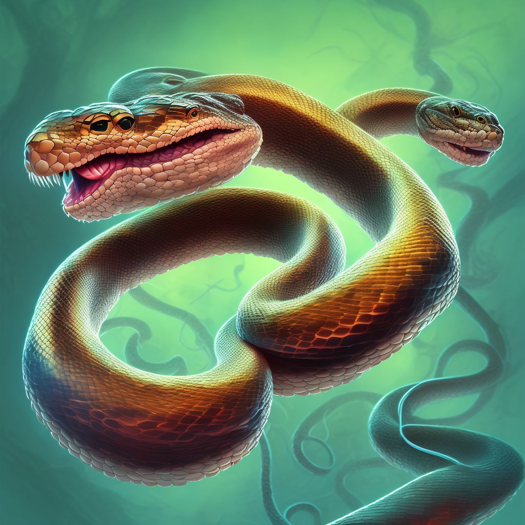 Crushed by nonvenomous snake, sequela digital illustration