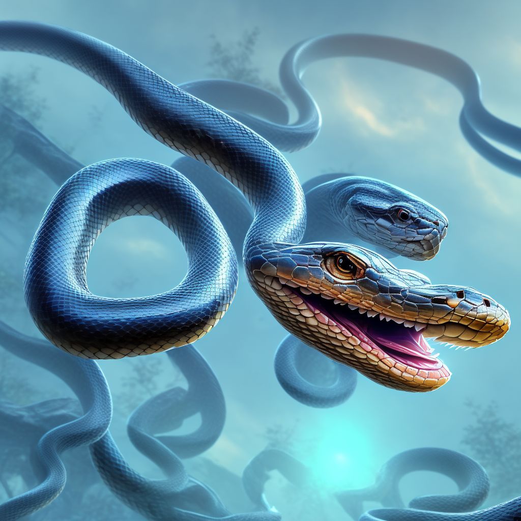 Other contact with nonvenomous snake, initial encounter digital illustration