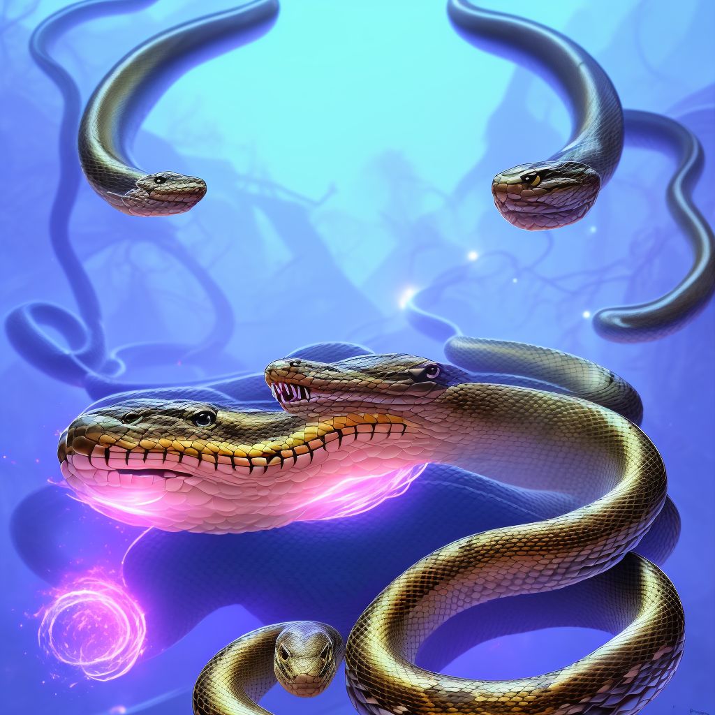 Other contact with nonvenomous snake, subsequent encounter digital illustration