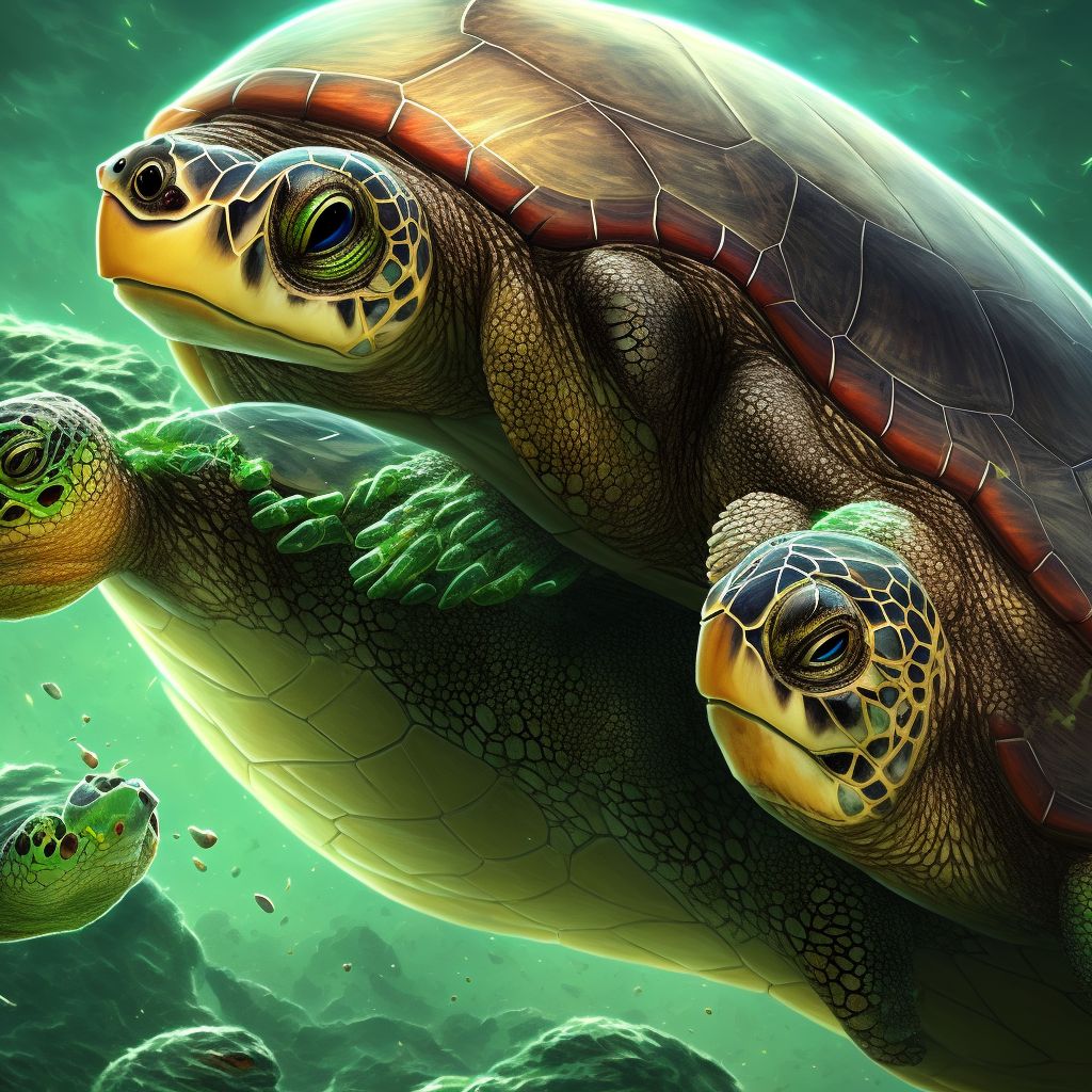 Struck by turtle, initial encounter digital illustration