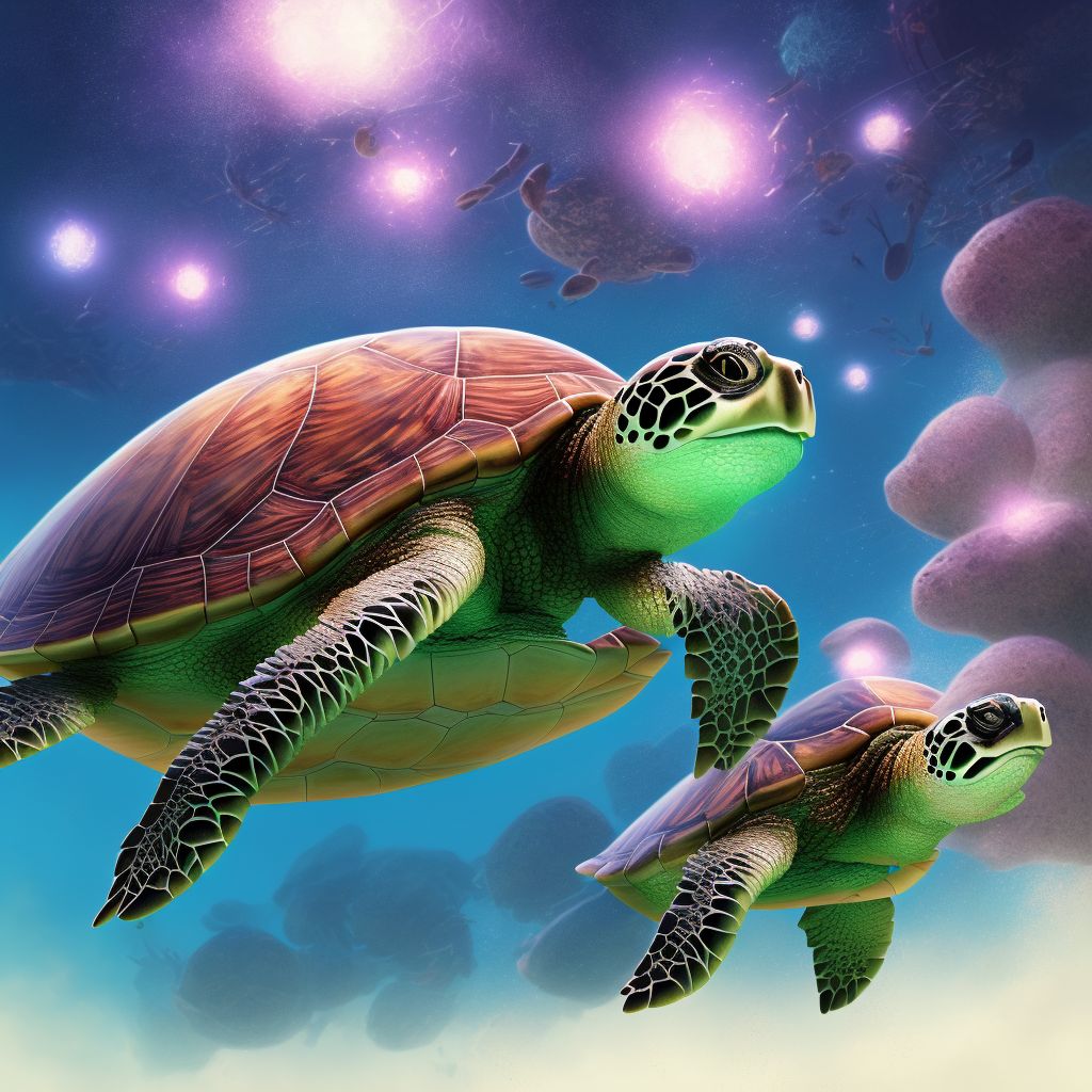 Struck by turtle, subsequent encounter digital illustration