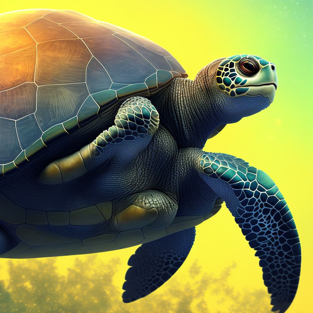 Other contact with turtle, sequela digital illustration