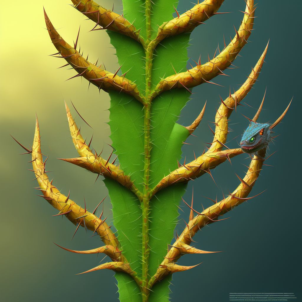 Contact with nonvenomous plant thorns and spines and sharp leaves, initial encounter digital illustration