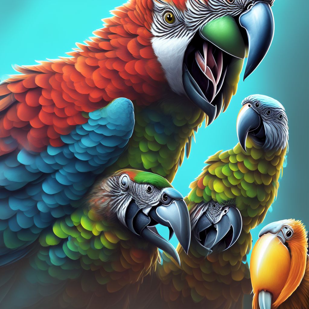 Bitten by parrot, initial encounter digital illustration