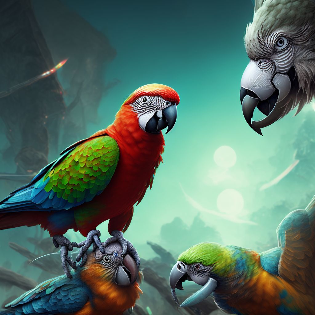 Bitten by parrot, sequela digital illustration