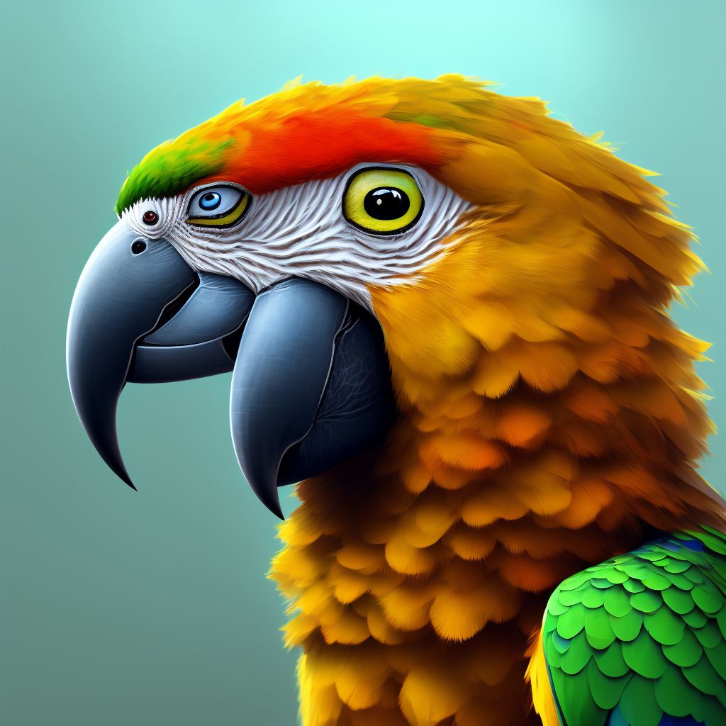 Struck by parrot, sequela digital illustration