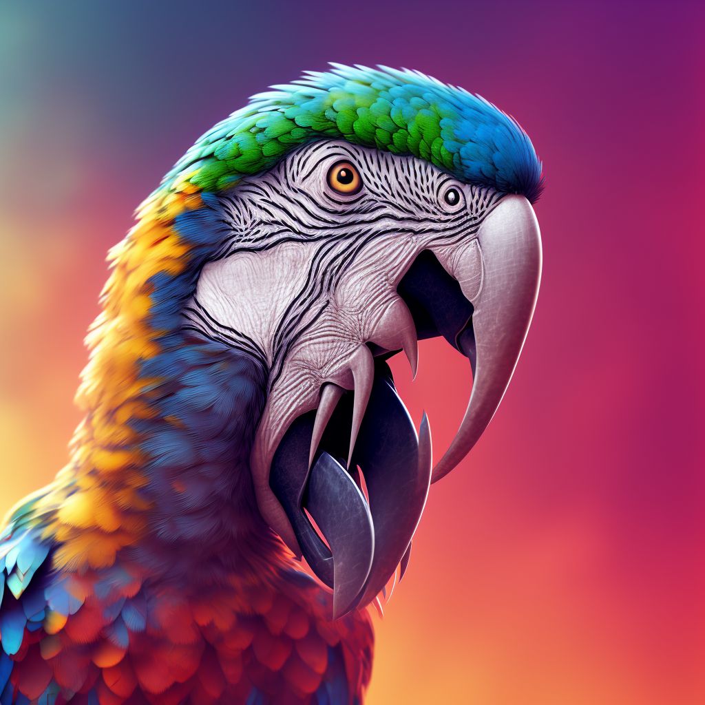 Bitten by macaw, initial encounter digital illustration