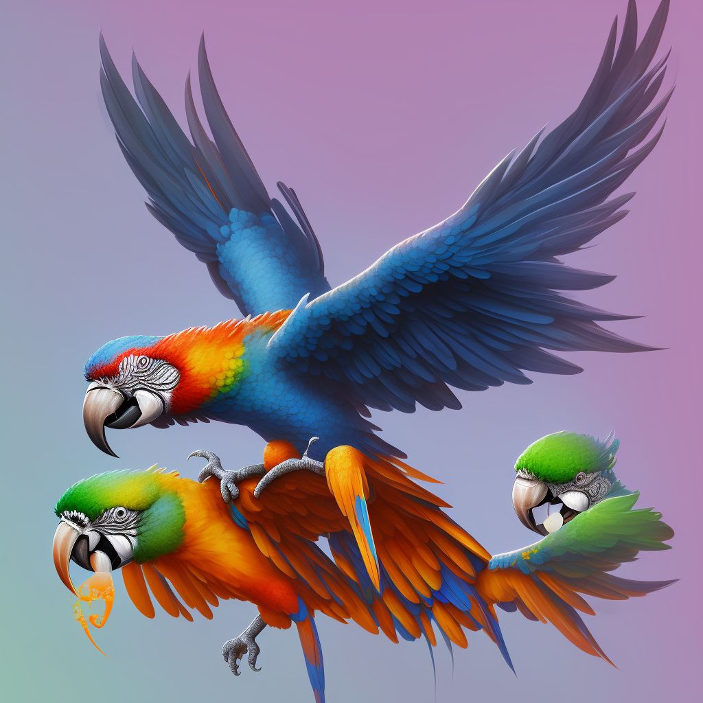 Bitten by macaw, subsequent encounter digital illustration