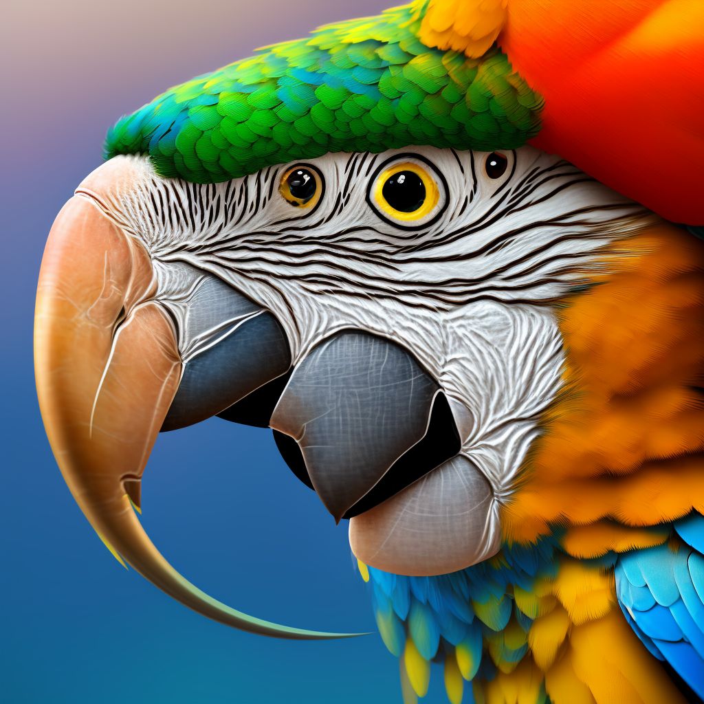 Other contact with macaw, subsequent encounter digital illustration