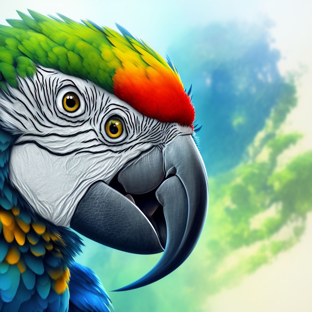 Other contact with macaw, sequela digital illustration