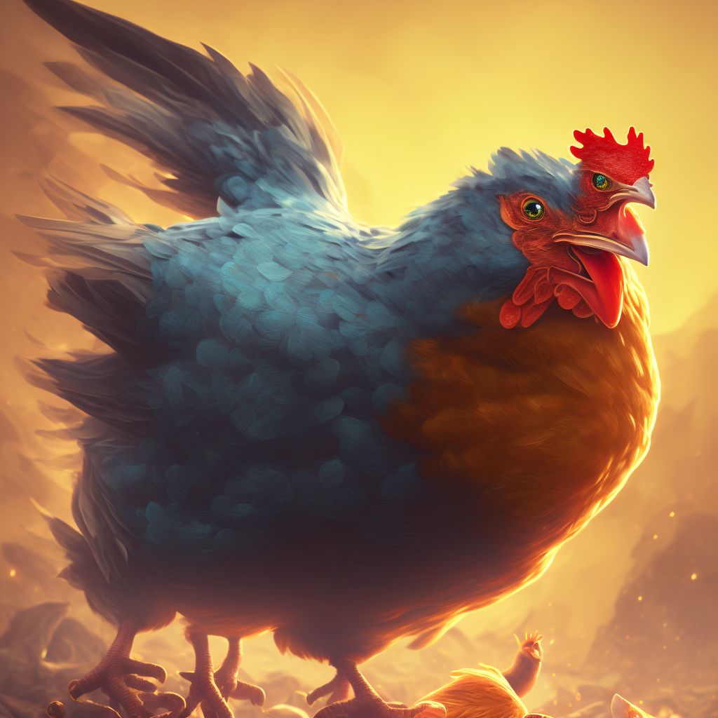 Struck by chicken, subsequent encounter digital illustration