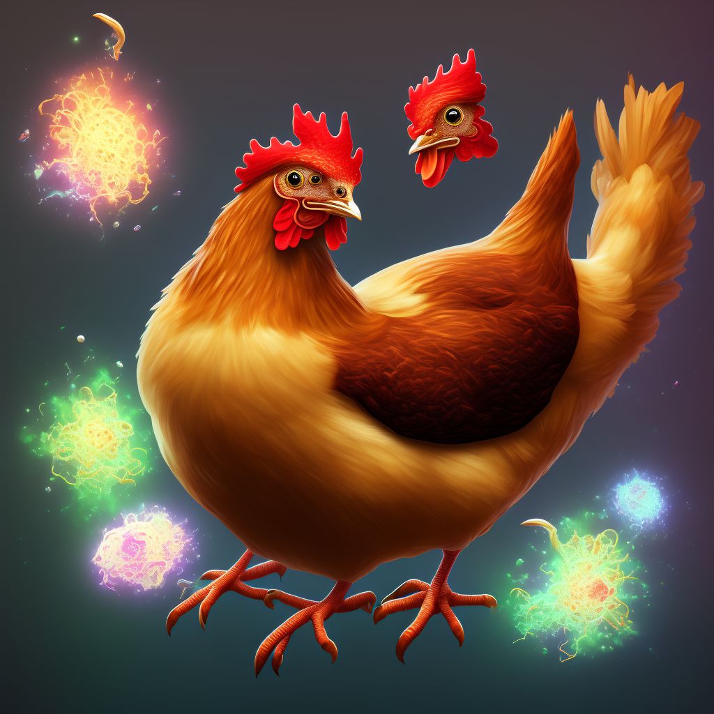 Struck by chicken, sequela digital illustration