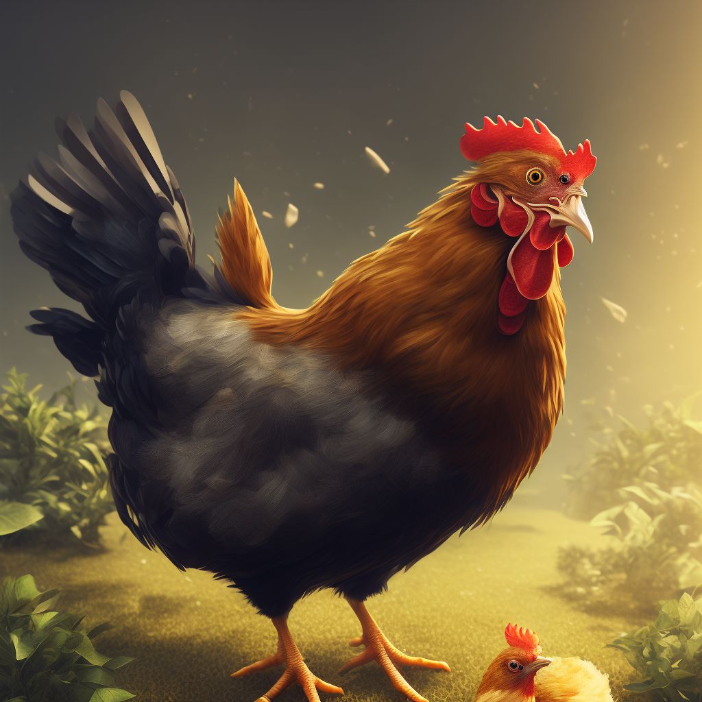 Pecked by chicken, initial encounter digital illustration