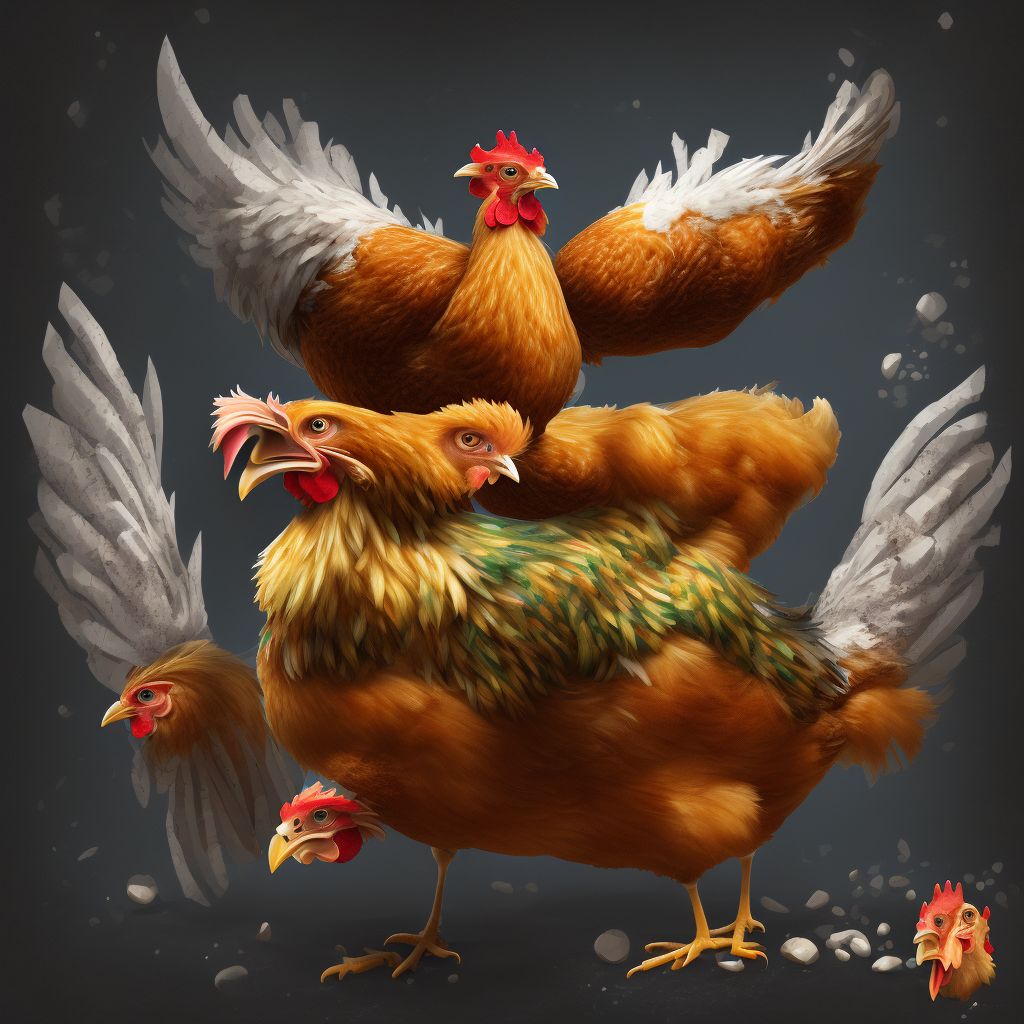 Pecked by chicken, subsequent encounter digital illustration