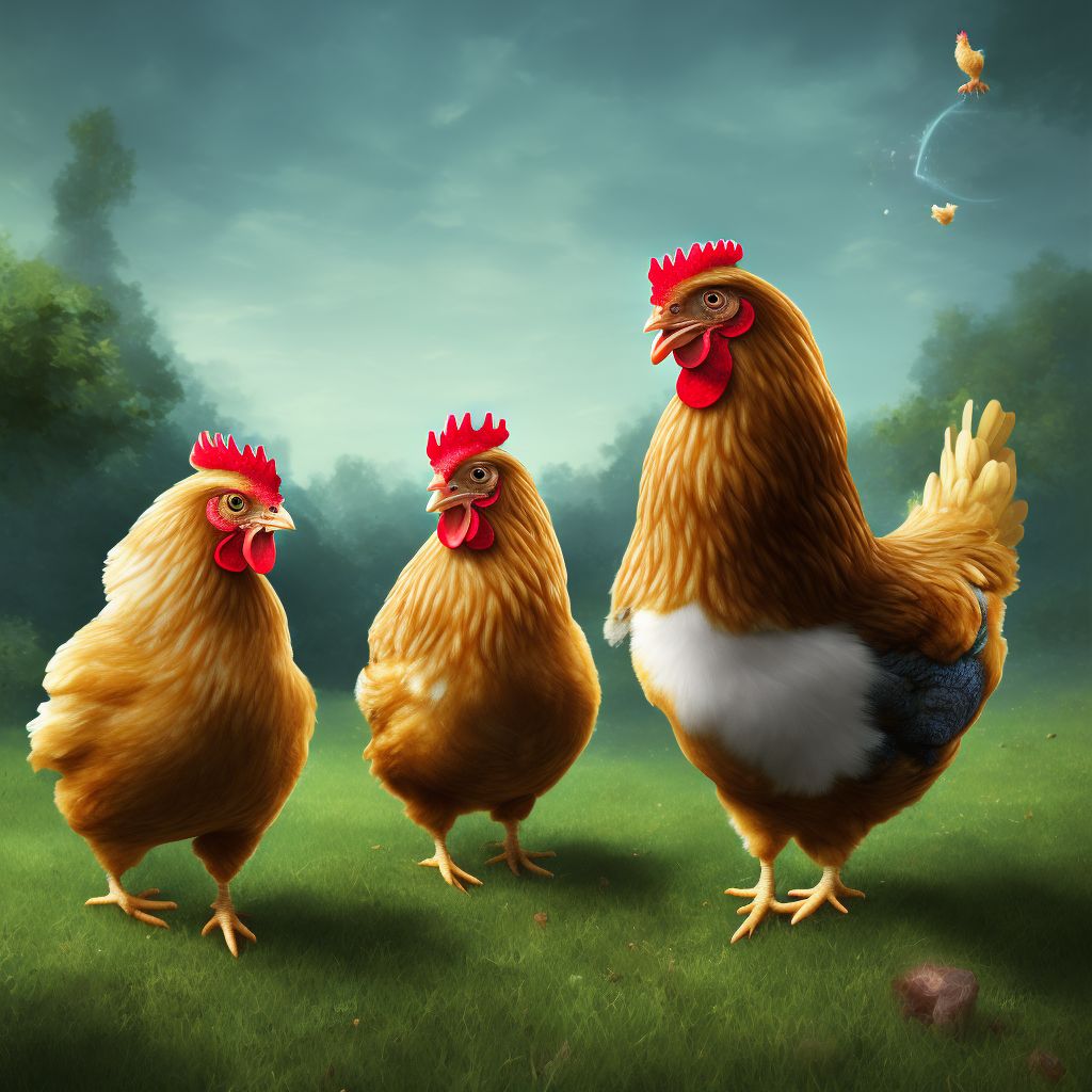 Pecked by chicken, sequela digital illustration