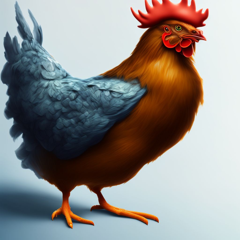 Other contact with chicken, initial encounter digital illustration