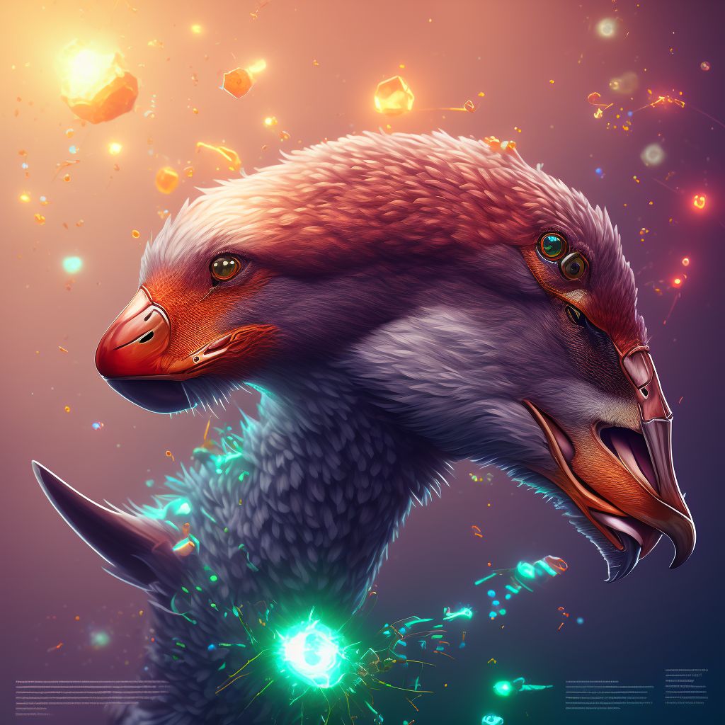 Struck by goose, sequela digital illustration