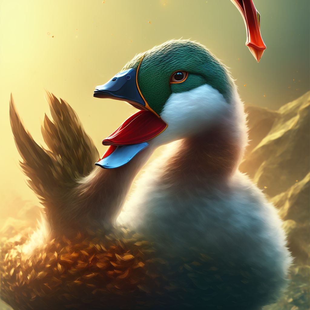 Bitten by duck, subsequent encounter digital illustration