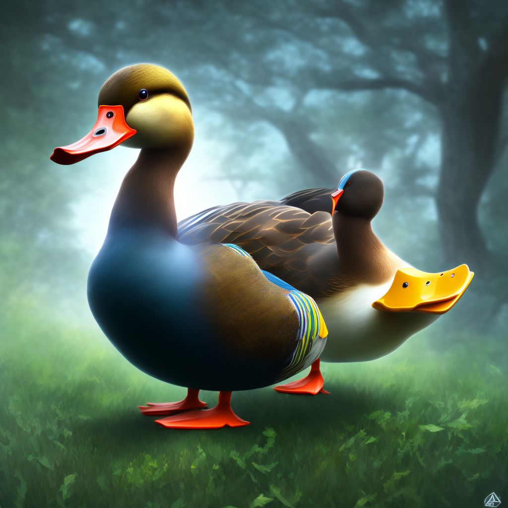 Other contact with duck, initial encounter digital illustration