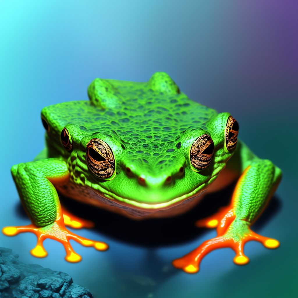 Contact with nonvenomous frogs, subsequent encounter digital illustration