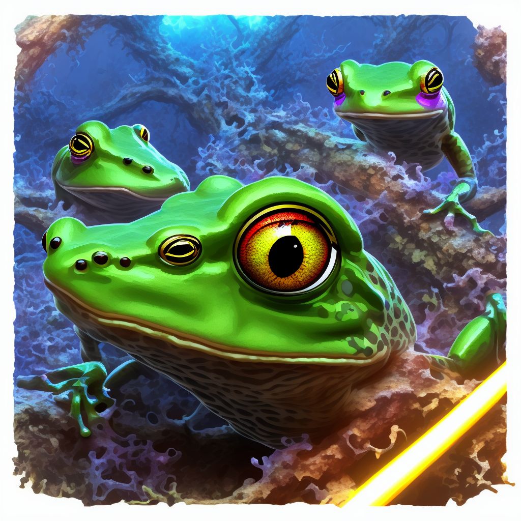 Contact with nonvenomous frogs, sequela digital illustration