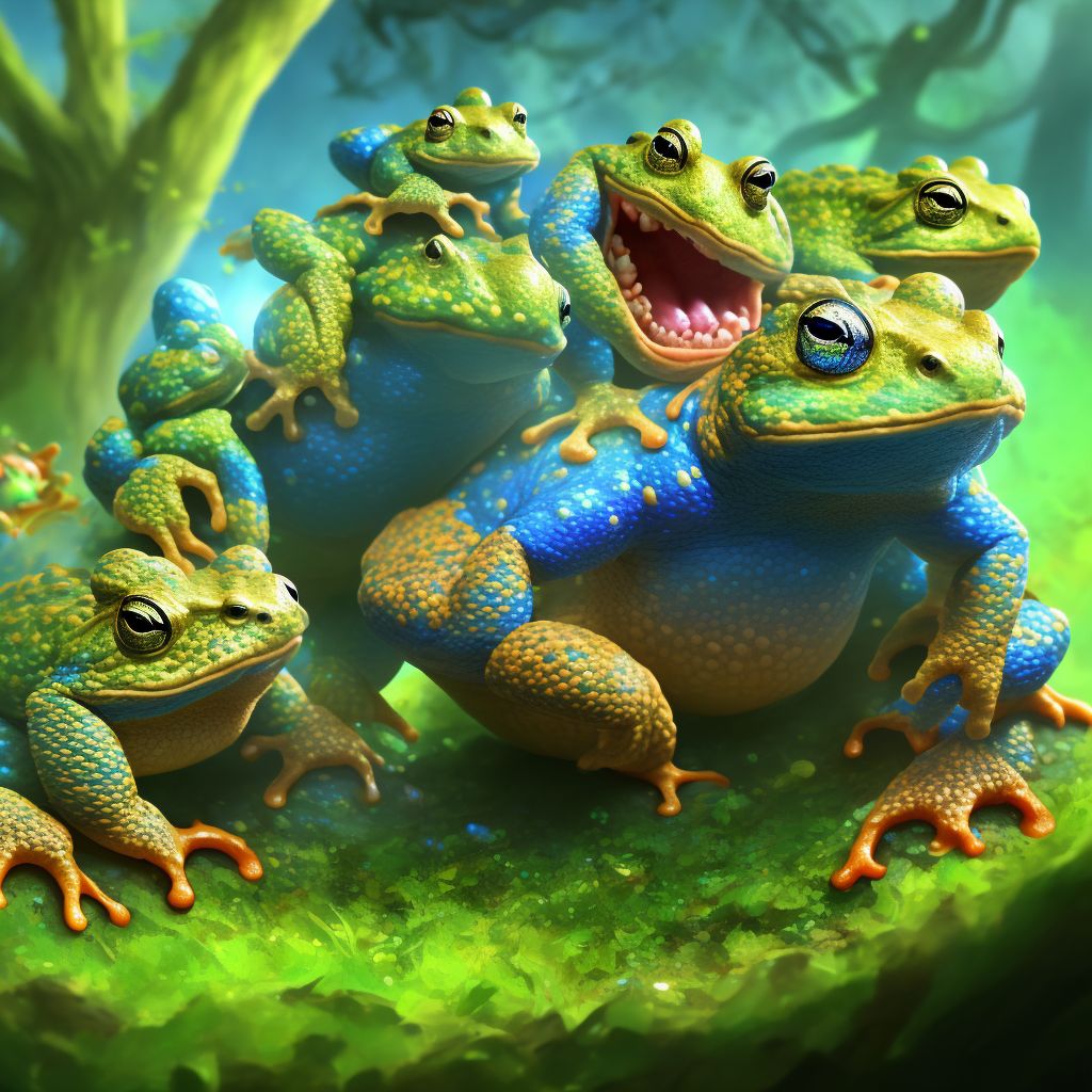 Contact with nonvenomous toads, sequela digital illustration