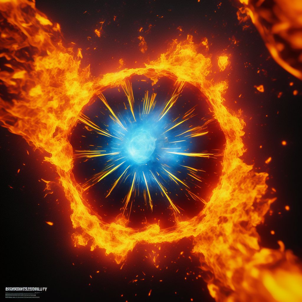 Exposure to ignition of highly flammable material, sequela digital illustration