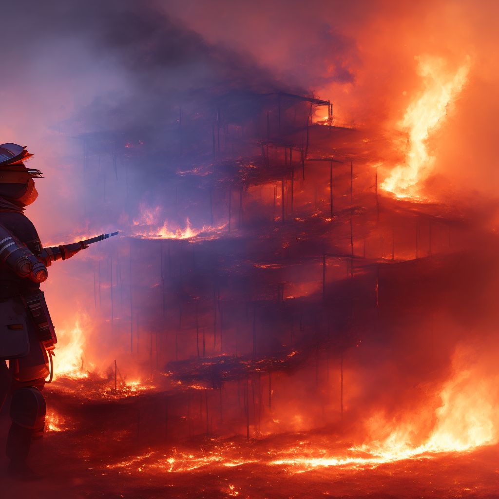 Exposure to bed fire due to burning cigarette, subsequent encounter digital illustration